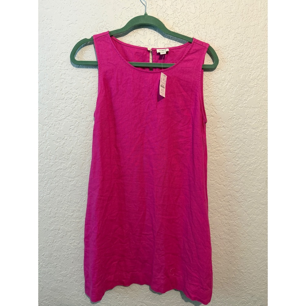 J.Crew Linen Blend Shift Dress 8P Magenta Pink Summer Preppy CK844